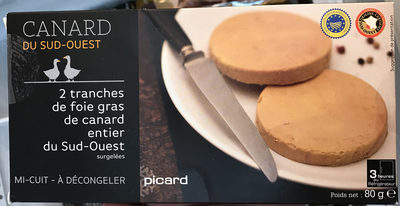 2 tranches de foie gras de canard entier du Sud-Ouest