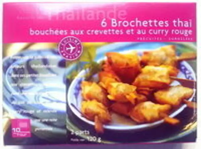 6 brochettes thaï bouchées aux crevettes et curry rouge