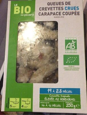 Queue de crevettes bio crues carapace coupée
