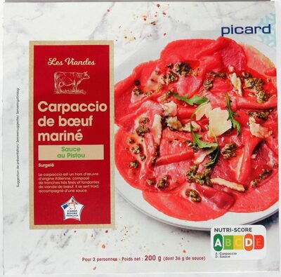 Carpaccio de boeuf mariné, sauce au pistou