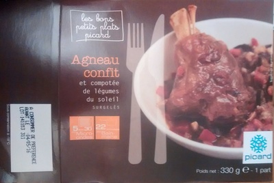Agneau confit et compotée de légumes du soleil surgelés
