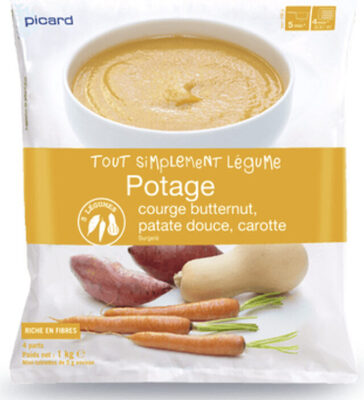 Potage courge butternut, patate douce et carotte