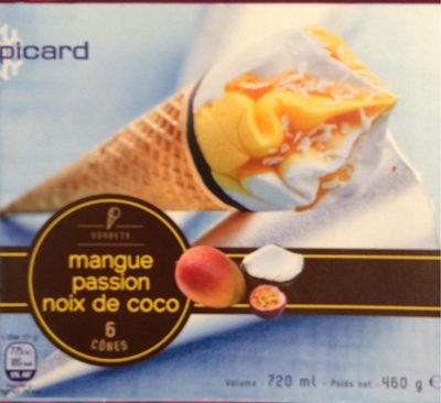 6 Cônes Sorbets Mangue-Passion et Noix de Coco