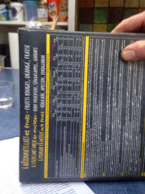 Batonets laits et fruits ingredients label