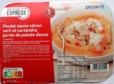 Poulet sauce citron vert et coriandre, purée de patate douce