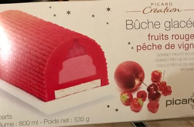 Bûche glacée fruits rouges, pêche de vigne