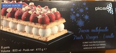 Bûche glacée façon millefeuille fruits rouges vanille front packaging