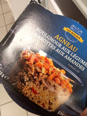 Agneau boulghour aux legumes, carottes aux amandes