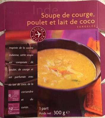 Soupe de courge, poulet et lait de coco front packaging