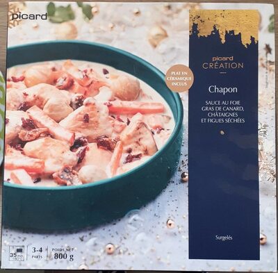 Chapon sauce foie gras, châtaignes et figues séchées