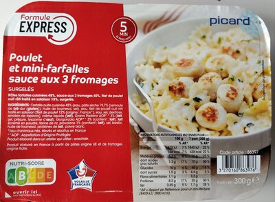 Poulet et mini-Farfalles, Sauce aux 3 Fromages