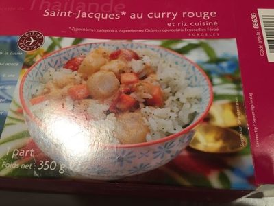 Saint-Jacques au curry rouge et riz cuisiné