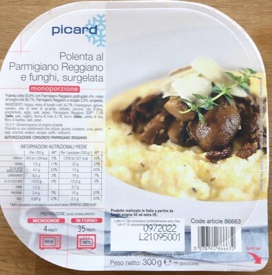 Polenta al Parmigiano Reggiano e funghi, surgelata