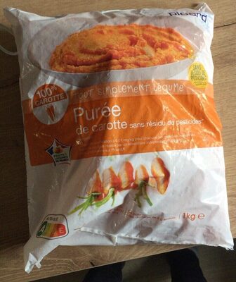 Purée de carottes sans résidu de pesticides front packaging