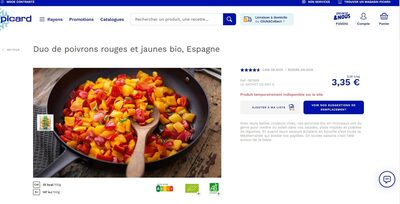 Duo de poivrons rouges et jaunes bio, Espagne