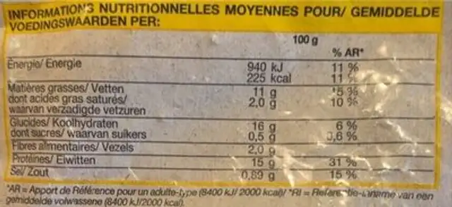 Haut De Cuisses De Poulet Panure Multi-Grains nutrition facts table