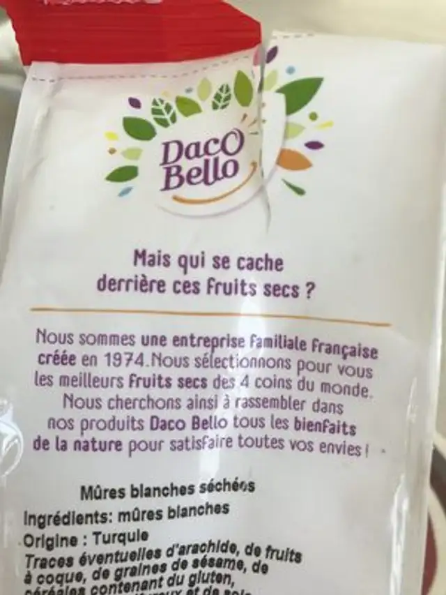 Mures blanches ingredients label