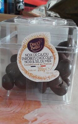 Noix de cajou enrobée  chocolat noir & sel de mer front packaging
