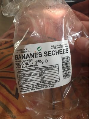 Bananes sechees front packaging