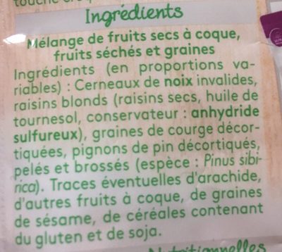 Salade Futée ingredients label
