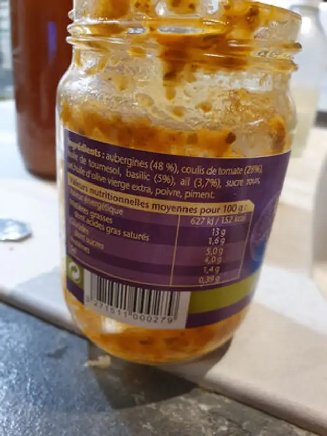 Creme D'aubergine nutrition facts table