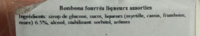 Bonbons fourrés ingredients label