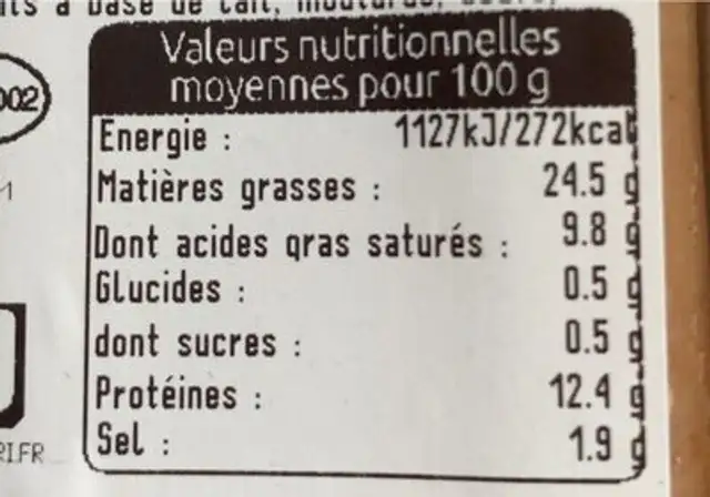 Knack d’alsace fumee nutrition facts table