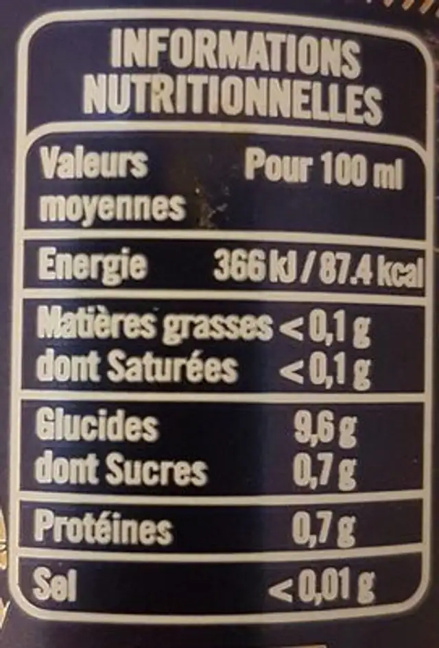 50CL BTE LA BETE 8o nutrition facts table