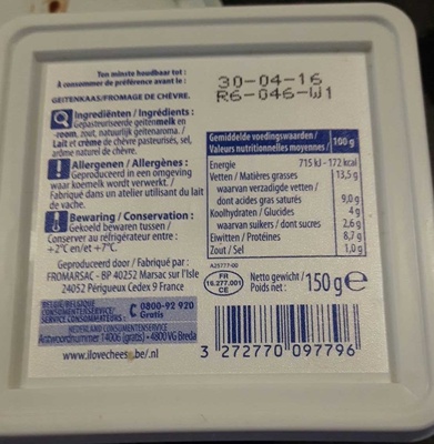 Fromage de chèvre front packaging