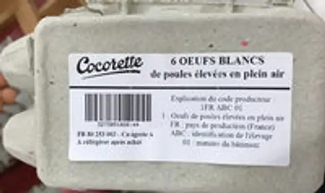 Oeufs blancs de poules élevées en plein air