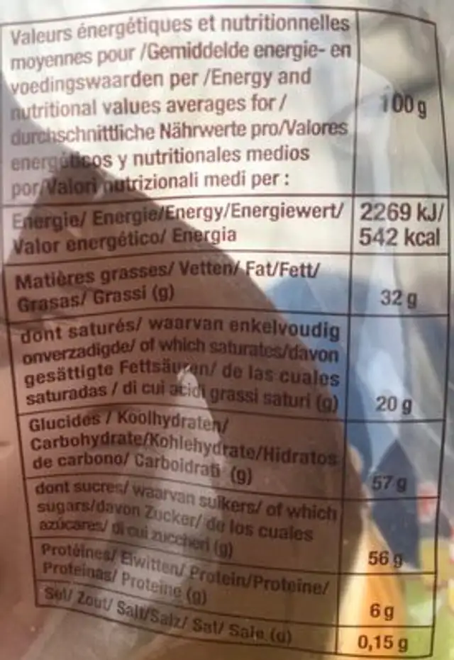 Chocolat lait lapin Confiserie Rohan nutrition facts table