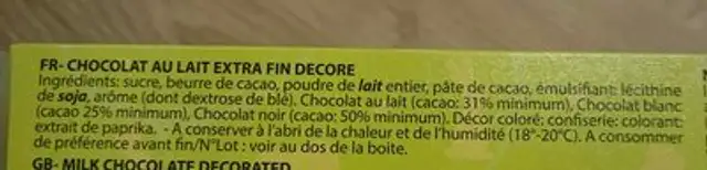 Les p'tits chocos ingredients label