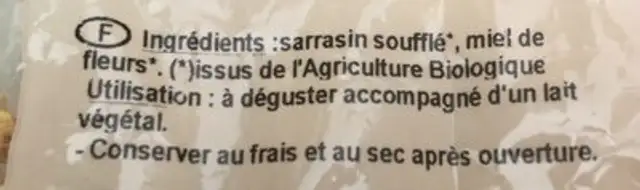 Sarrasin soufflé ingredients label