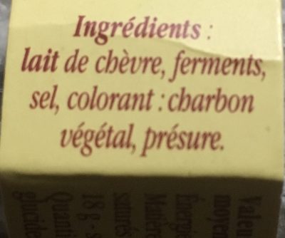 Selles Sur Cher ingredients label