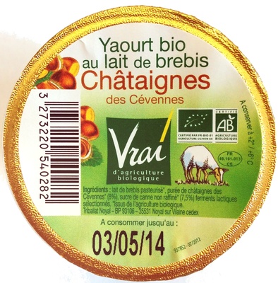 Yaourt bio au lait de brebis Châtaignes des Cévennes
