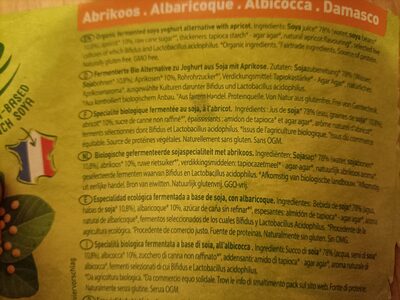 yaourt abricot ingredients label