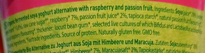 Soja Passionsfrucht ingredients label
