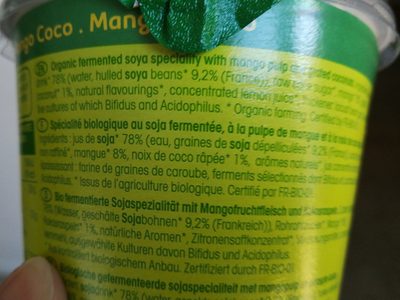 So soja mango coconut ingredients label