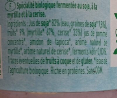 So soja kefir - myrtille cerise ingredients label
