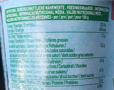 So soja kefir - myrtille cerise nutrition facts table