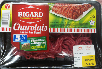 Charolais haché pur bœuf (5% MG)