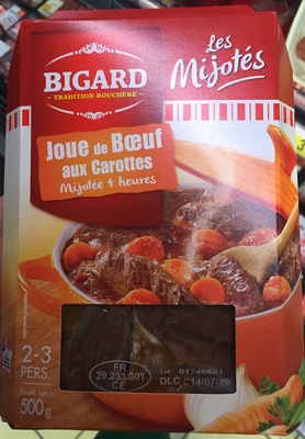 Les Mijotés Joue de Bœuf aux Carottes front packaging