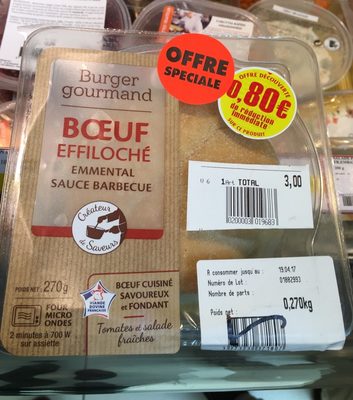 Burger Gourmand Bœuf Effiloché, Emmental, Sauce Barbecue