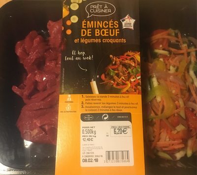 Eminces de boeuf et legumes croquants front packaging