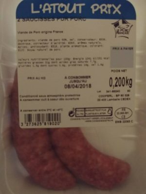 2 saucisses pur porc