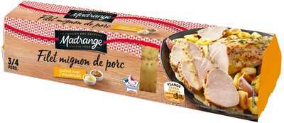 Filet mignon de porc cuisiné aux deux moutardes