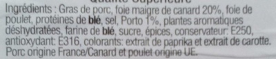 Mousse de Canard ingredients label