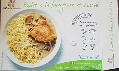 Poulet à la forestière et risoni front packaging