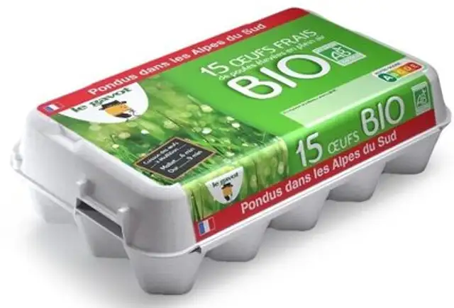 15 œufs bio Le Gavot de poules élevées en plein air issus de l'agriculture biologique front packaging