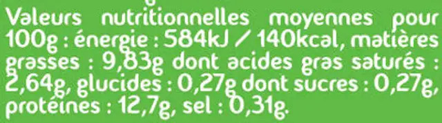15 œufs bio Le Gavot de poules élevées en plein air issus de l'agriculture biologique nutrition facts table